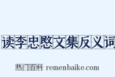 读李忠愍文集反义词是什么意思的图片
